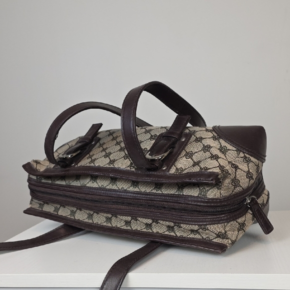 Vintage Jessica Brown Monogram Shoulder Bag with Buckle Accents - Picture 5 of 9